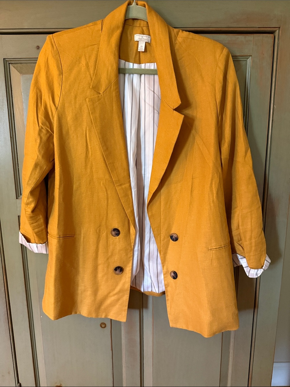 Jules & Leopold Mustard Double-Breasted Blazer